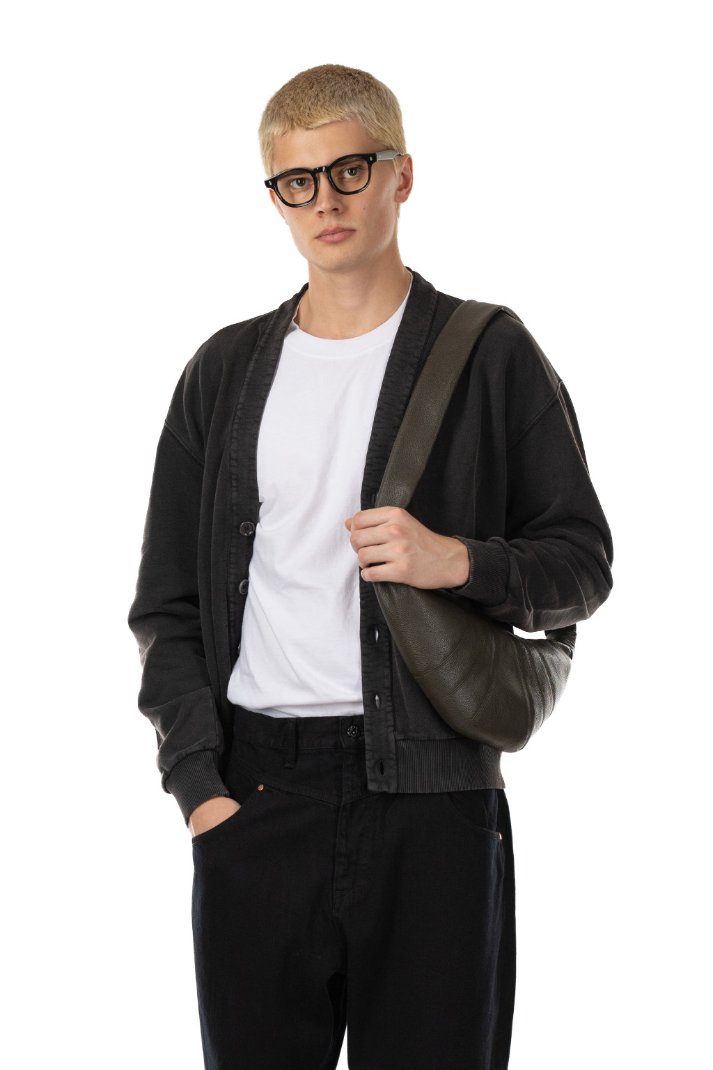 JW Anderson - Garment Dye V Neck Cardigan - Washed Black